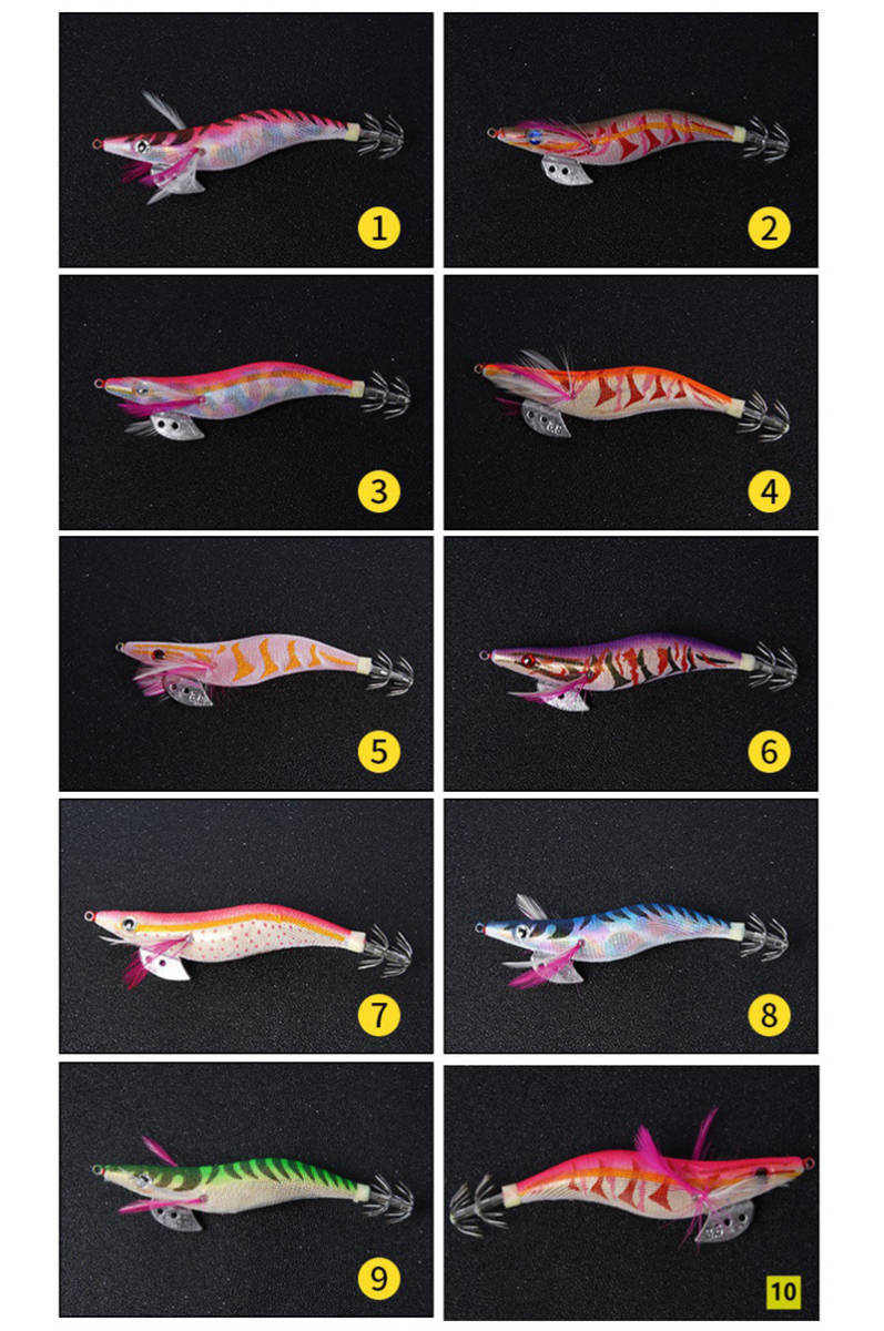 エギ 10本セット サイズ2.5 ラトル内臓 全身夜光 エギング イカ釣り ルアー ケース付き 釣り用品 送料無料_画像10