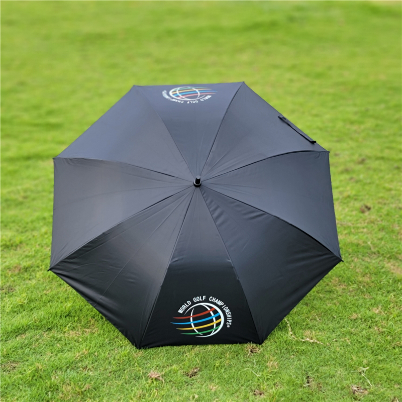 ゴルフ傘 ブラック WGCプリント 長傘 自動オープン 晴雨両用 日焼け防止 紫外線遮断99％ 新品送料無料_画像1