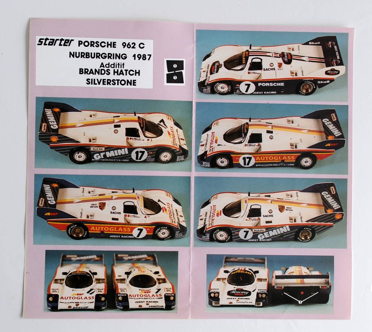 スターター 1/43 Kit ポルシェ 962 B.ハッチ S.ストーン ニュルブルグリンク 1987 3種2台セット レジンキット_画像9