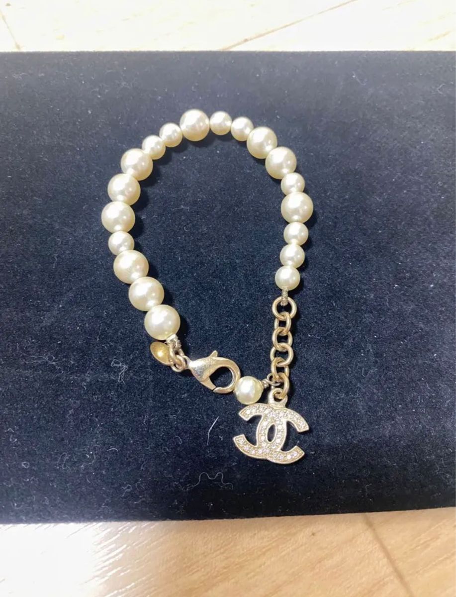 真珠 ネックレス ブレスレット 刻印 ボールチェーン アクセサリー　シャネル　CHANEL