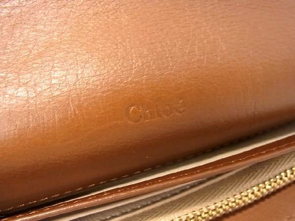 1円 Chloe クロエ アルファベット レザー 二つ折り 長財布 ウォレット 小銭入れ 札入れ カード入れ レディース ブラウン系 AS3400_画像6