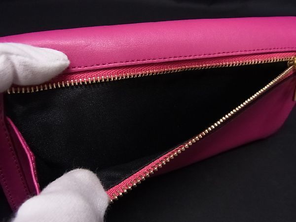 1円 ■極美品■ LOEWE ロエベ アナグラム レザー 二つ折り 長財布 ウォレット 札入れ 小銭入れ レディース ピンク系 AU0157_画像6