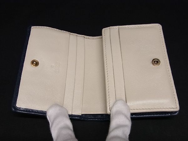 1円 GUCCI グッチ 573811 GGマーモント レザー 二つ折り 財布 ウォレット 小銭入れ レディース メンズ アイボリー系×ネイビー系 AT0848_画像3