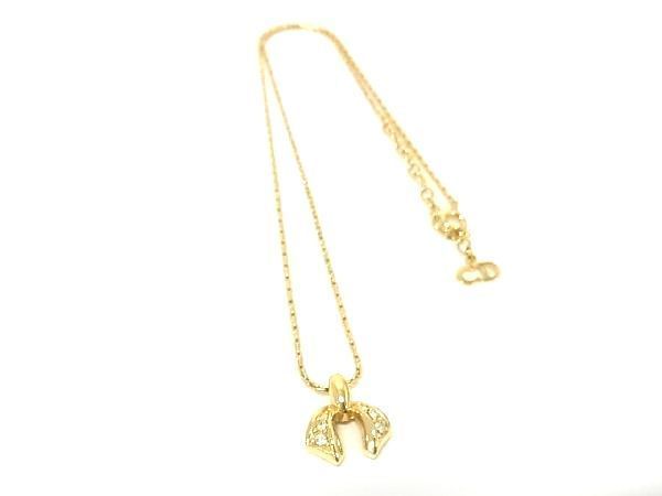 1円 ■新品同様■ ChristianDior ディオール ヴィンテージ ラインストーン ネックレス ペンダント アクセサリー ゴールド系 AT1245_画像1