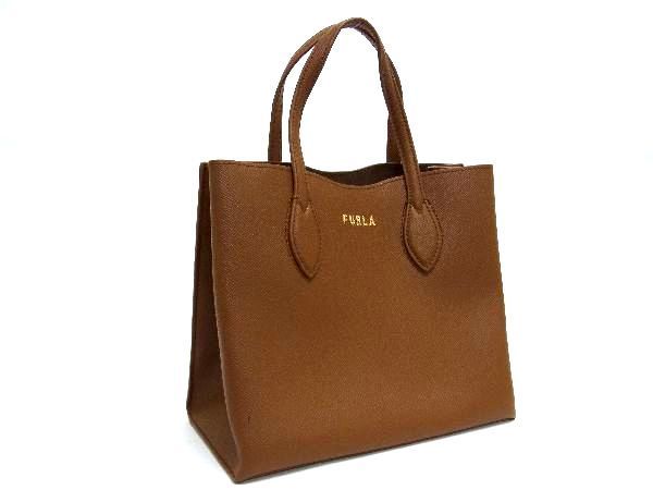 1円 ■新品同様■ FURLA フルラ エラ レザー トートバッグ ハンドバッグ レディース ブラウン系 AT0549_画像1