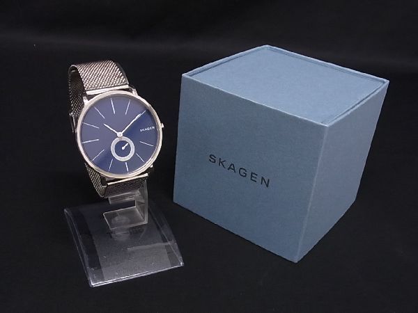 1円 ■不動品■ SKAGEN スカーゲン SKW6230 SS クォーツ 5気圧防水 腕時計 ウォッチ 腕時計 ネイビー系×シルバー系 CB0899_画像6