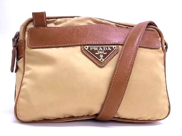 1円 PRADA プラダ テスートナイロン クロスボディ ショルダーバッグ 斜め掛けかばん レディース イエロー系 AU0068_画像1