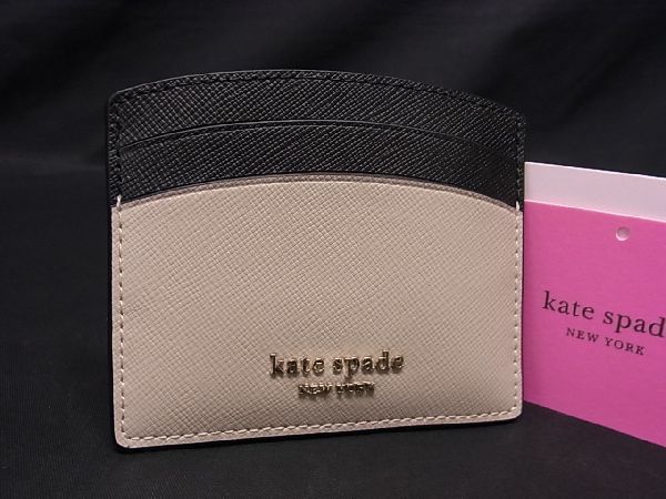 ■新品■未使用■ kate spade ケイトスペード PWR00277 スペンサー レザー カードケース パスケース ベージュ系×ブラック系 BF3005の画像1