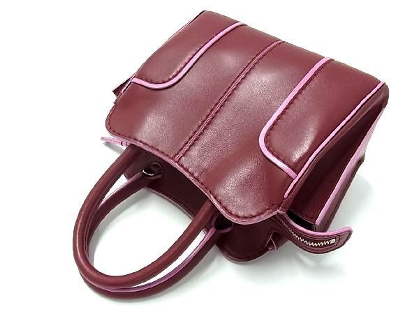 ■新品同様■ TODS トッズ セラ レザー 2WAY クロスボディ ショルダーバッグ ハンドバッグ レディース ボルドー系 AQ8704_画像5