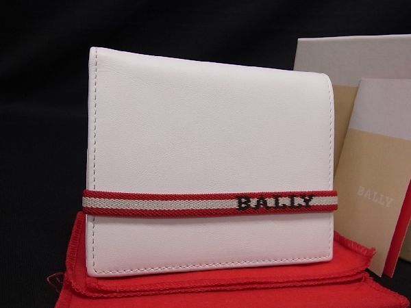 ■新品同様■ BALLY バリー レザー 二つ折り 財布 ウォレット レディース メンズ ホワイト系 BF3633_画像1