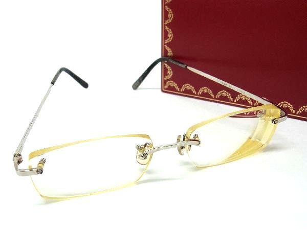 1円 Cartier カルティエ 度入り メガネ 眼鏡 レディース メンズ シルバー系 AU0976_画像1