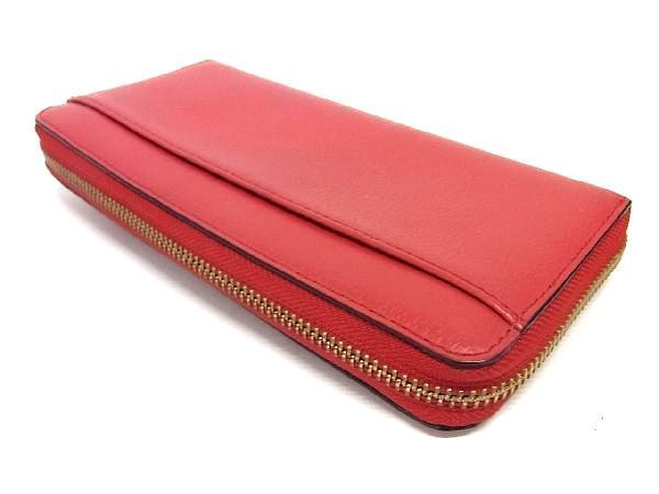 1円 ■美品■ kate spade ケイトスペード WLRU2820 レザー ラウンドファスナー 長財布 ウォレット レディース レッド系 CB1296_画像2