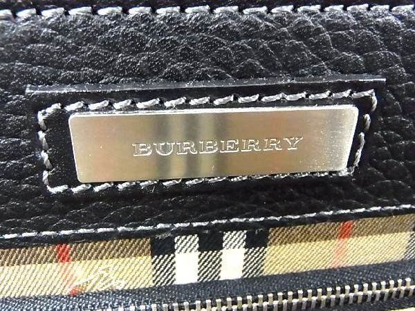 1円 BURBERRY バーバリー レザー 鍵付き シルバー金具 ワンハンドル ビジネスバッグ ブリーフケース メンズ 紳士 ブラック系 BF3781_画像6