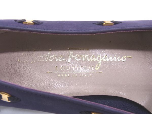 Salvatore Ferragamo フェラガモ ヴァラ ヌバック ヒール パンプス 表記サイズ5 1/2(約22.5cm) 靴 シューズ レディース パープル系 DD2988_画像5