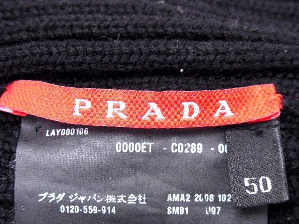 1円 ■極美品■ PRADA プラダ プラダスポーツ ウール100％ ニット帽 ニットキャップ 帽子 メンズ レディース ブラック系 AU1393の画像4
