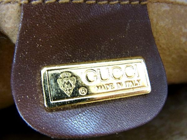 1円 GUCCI グッチ オールドグッチ ヴィンテージ マイクロGG PVC×レザー ショルダーバッグ 肩掛け レディース ブラウン系 AS3808_画像5