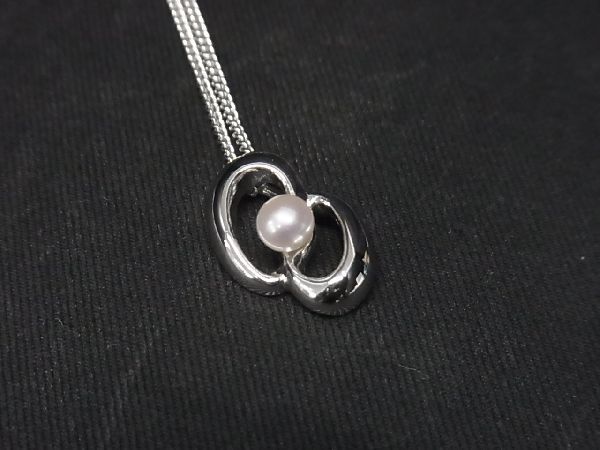 1円 ■極上■本物■極美品■ TASAKI タサキ 本真珠 アコヤ真珠 パール 約4mm ニッケルシルバー ネックレス シルバー系 BE6906_画像2