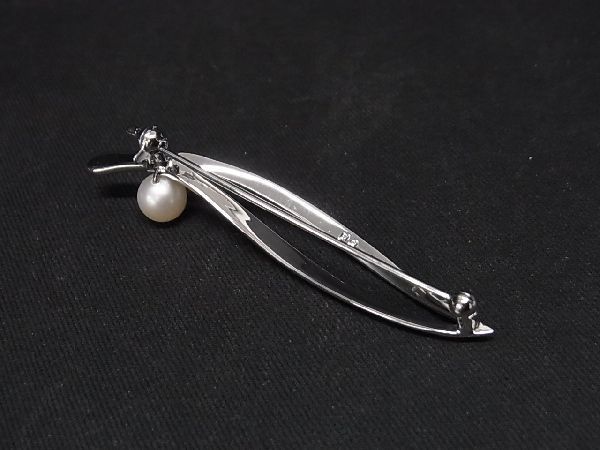 1円 ■新品同様■ MIKIMOTO ミキモト 本真珠 アコヤ真珠 パール 約5mm SV925 ピンブローチ ピンバッチ アクセサリー シルバー系 AU2302_画像2