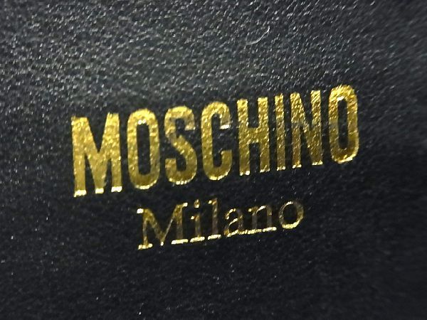 1円 ■美品■ MOSCHINO モスキーノ レザー ワッペン トートバッグ ショルダーバッグ 肩掛けかばん ブラック系×マルチカラー AV0698_画像6