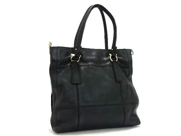 1円 ■美品■ Salvatore Ferragamo フェラガモ DY-21 7471 ガンチーニ レザー トートバッグ ショルダー 肩掛け ブラック系 AU2798_画像1