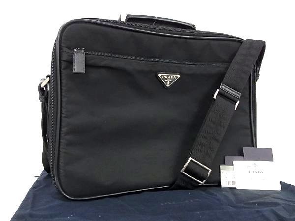 1円 PRADA プラダ V147S テスートナイロン 2WAY ハンドバッグ ショルダー ビジネスバッグ ブリーフケース 書類かばん ブラック系 AS4451_画像1