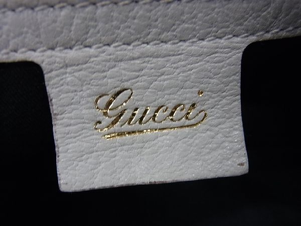 1円 ■美品■ GUCCI グッチ シェリーライン メタルバンブー レザー×キャンバス ハンドバッグ レディース ホワイト系 AS4489_画像6