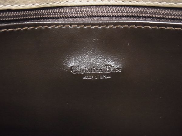 1円 ■美品■ ChristianDior クリスチャンディオール CDロゴ レザー クラッチバッグ セカンドバッグ レディース ベージュ系 AT0461_画像5