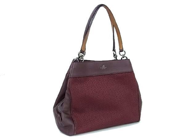 1円 ■美品■ COACH コーチ F57540 エクスプローテッド キャンバス×レザー ハンドバッグ ショルダーバッグ レディース ブラウン系 AU2700_画像1