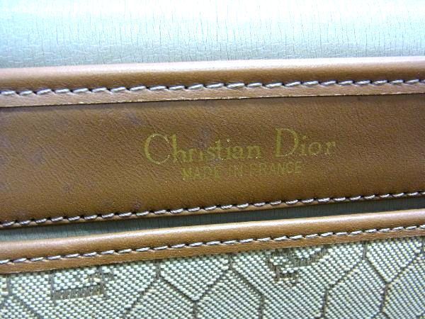 1円 ChristianDior クリスチャンディオール ハニカム柄 キャンバス×レザー ショルダーバッグ クロスボディ レディース ブラウン系 AU2688_画像6