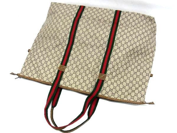 1円 GUCCI グッチ オールドグッチ ヴィンテージ GG柄 GGプラス シェリーライン PVC ショルダー トートバッグ 肩掛け ブラウン系 AV1304_画像3