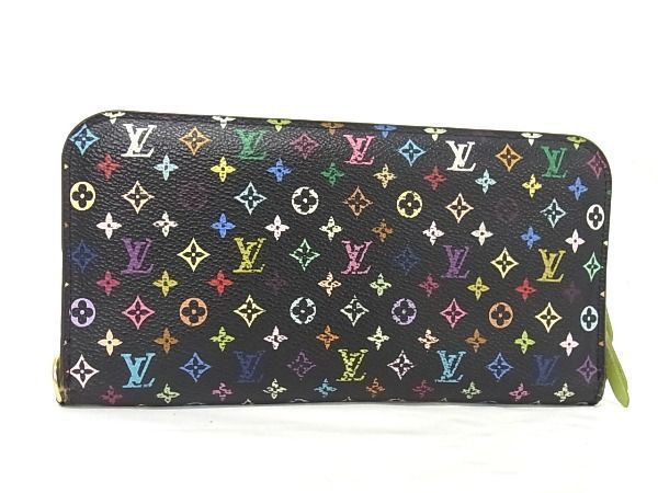 1円 LOUIS VUITTON ルイヴィトン M93755 モノグラムマルチカラー ポルトフォイユ アンソリット 二つ折り 長財布 ブラック系 BE7580_画像1