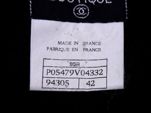■美品■ CHANEL シャネル ココマーク ウール100% スカート ボトムス 表記サイズ42 洋服 レディース ブラック系 AT1140_画像5