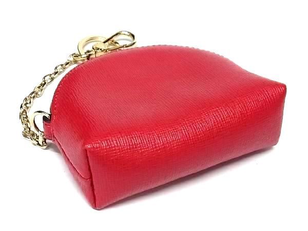 ■新品■未使用■ FURLA フルラ レザー チェーン付き ポーチ マルチケース 小物入れ レディース レッド系 BE6784の画像2