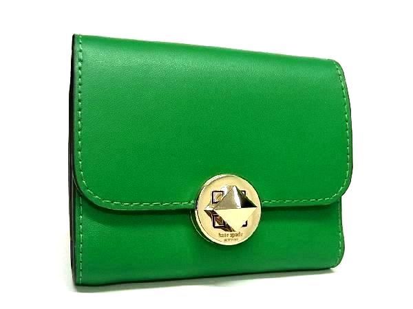 ■新品■未使用■ kate spade ケイトスペード レザー ターンロック 財布 ウォレット 札入れ カード入れ レディース グリーン系 BG3982_画像1