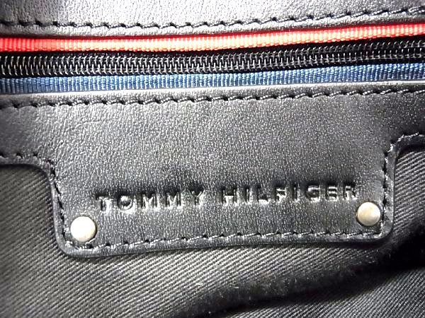 1円 ■美品■ TOMMY HILFIGER トミーヒルフィガー キャンバス×レザー ショルダー トート ハンドバッグ 肩掛け ブラック系 AV3033_画像6