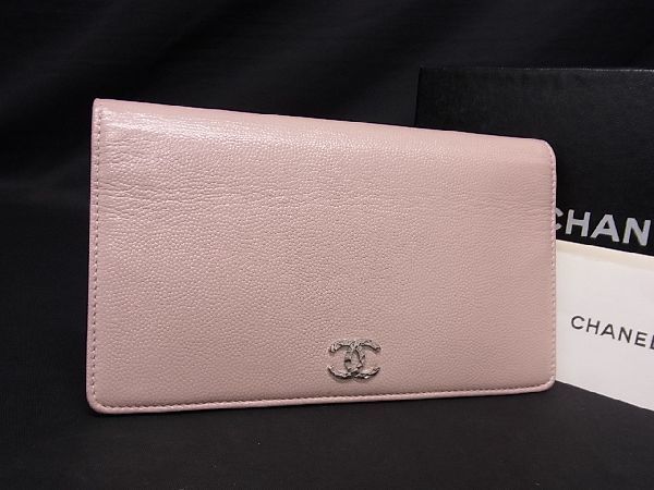 1円 ■美品■ CHANEL シャネル ココマーク セブルガ キャビアスキン 二つ折り 長財布 ウォレット 小銭入れ 札入れ ピンク系 AU3245_画像1