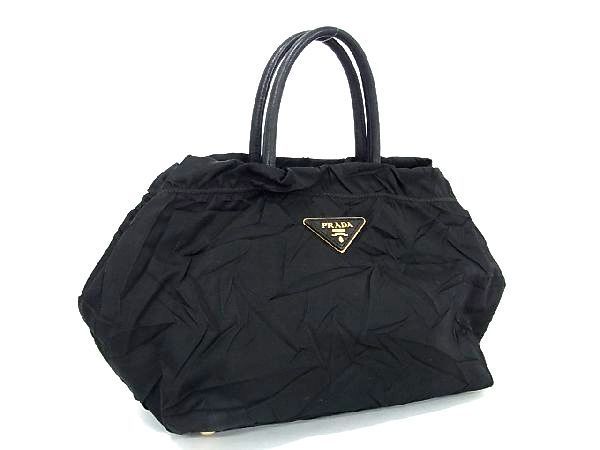 1円 PRADA プラダ ナイロン トートバッグ ハンドバッグ レディース メンズ ブラック系 AS4664_画像1