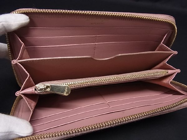 1円 ■美品■ Salvatore Ferragamo フェラガモ JL-22 D291 ガンチーニ レザー ラウンドファスナー 長財布 ウォレット ピンク系 AV3278_画像3