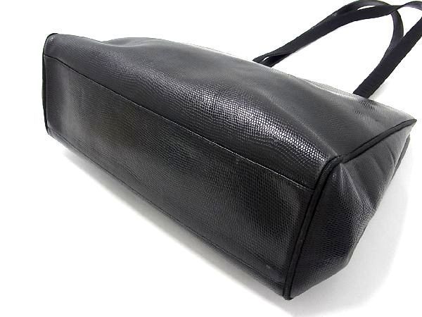 1円 ■美品■ Salvatore Ferragamo フェラガモ DH-212530 ヴァラ リザード型押しレザー トートバッグ ショルダー ブラック系 AU3328_画像4