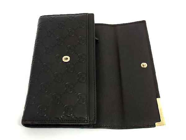 1円 GUCCI グッチ 291099 グッチシマ レザー 二つ折り 長財布 ウォレット 小銭入れ 札入れ ブラウン系 AU3227_画像3