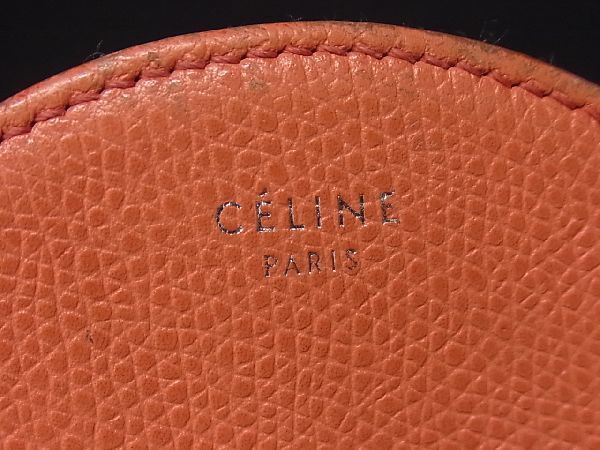 1円 CELINE セリーヌ レザー コインパース コインケース 小銭入れ 小物入れ レディース メンズ オレンジ系 AS4852_画像4