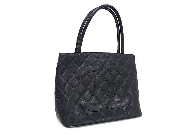 1円 CHANEL シャネル ココマーク マトラッセ 復刻トート キャビアスキン ハンドバッグ トート レディース ブラック系 BG5868_画像1