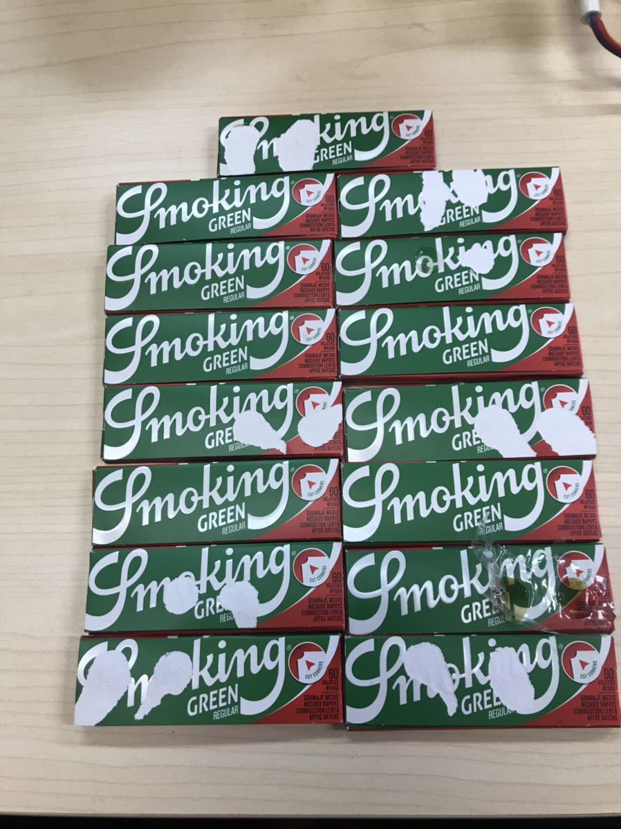 SMOKING GREEN 新品未使用 手巻き タバコ ペーパー 15個セット smoking green cigarette rolling papers ペーパー スモーキング グリーン_画像1