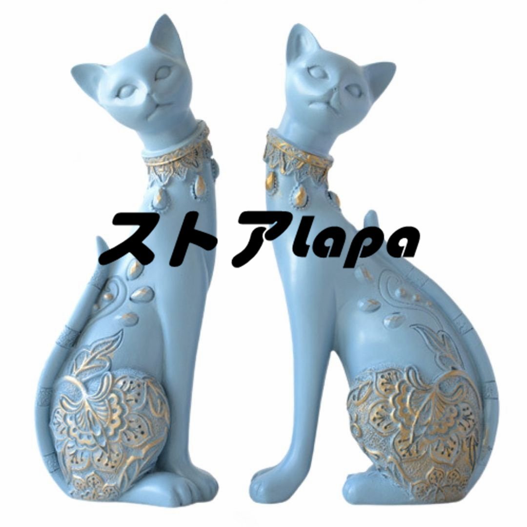 置物 キャット CAT オーナメント 誕生日 インテリア 飾り付け 室内/ライトブルー q1688