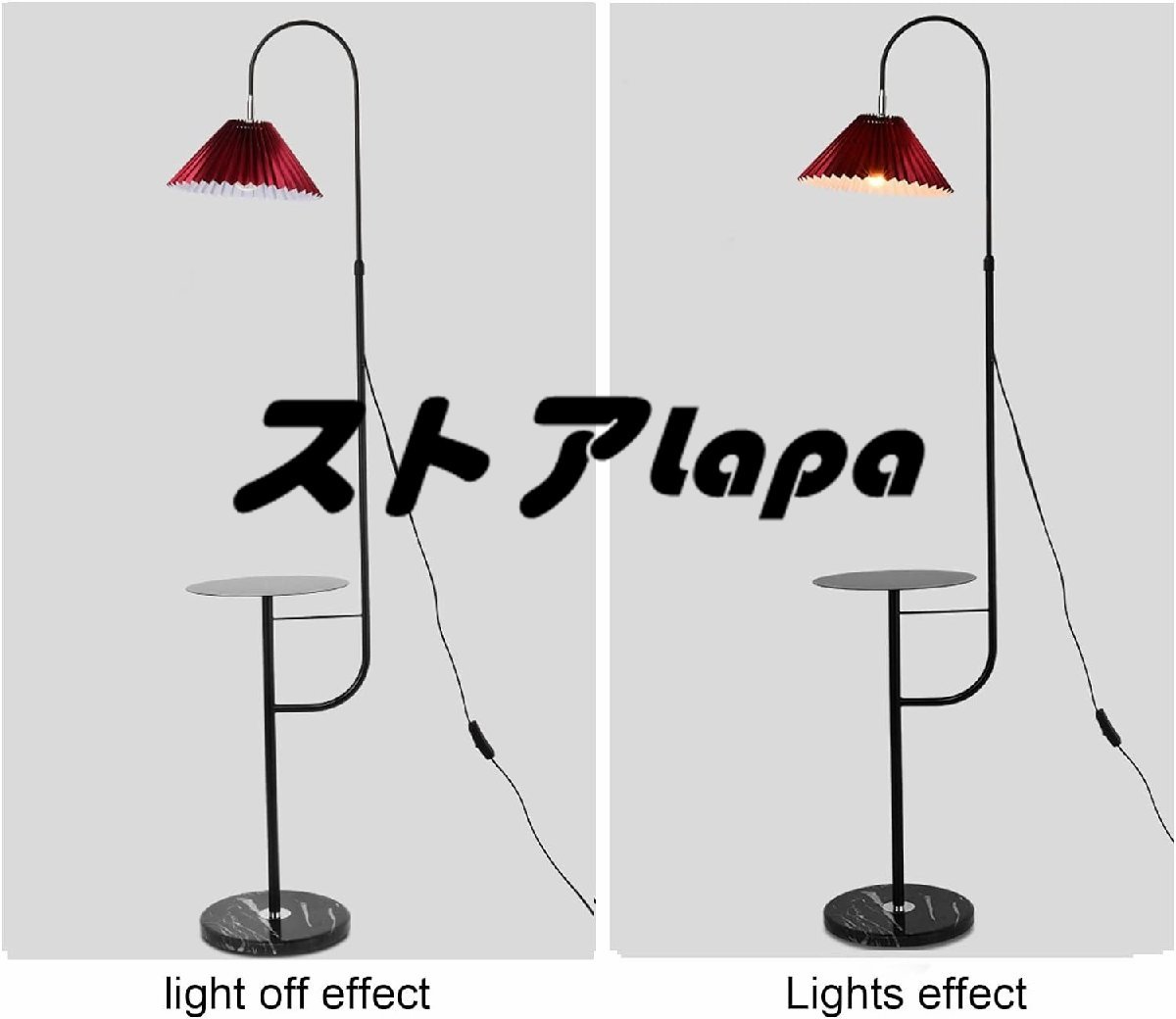 フロアランプ スタンディングライト フロアライト 北欧アイアン 棚付きフロアランプ プリーツランプシェード 大理石ベース q2802_画像3