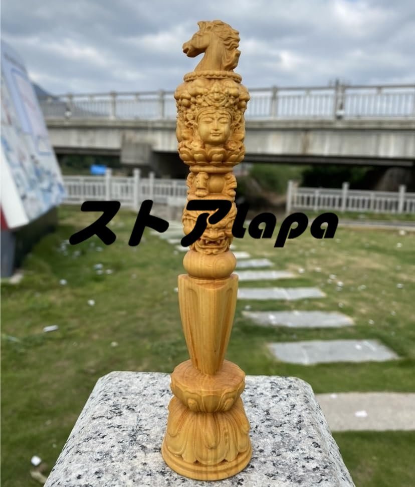 密教法具 寺院仏具 金鋼杵 （馬頭明王）木彫仏具 手道具・金剛杵高さ20cm q2524_画像1