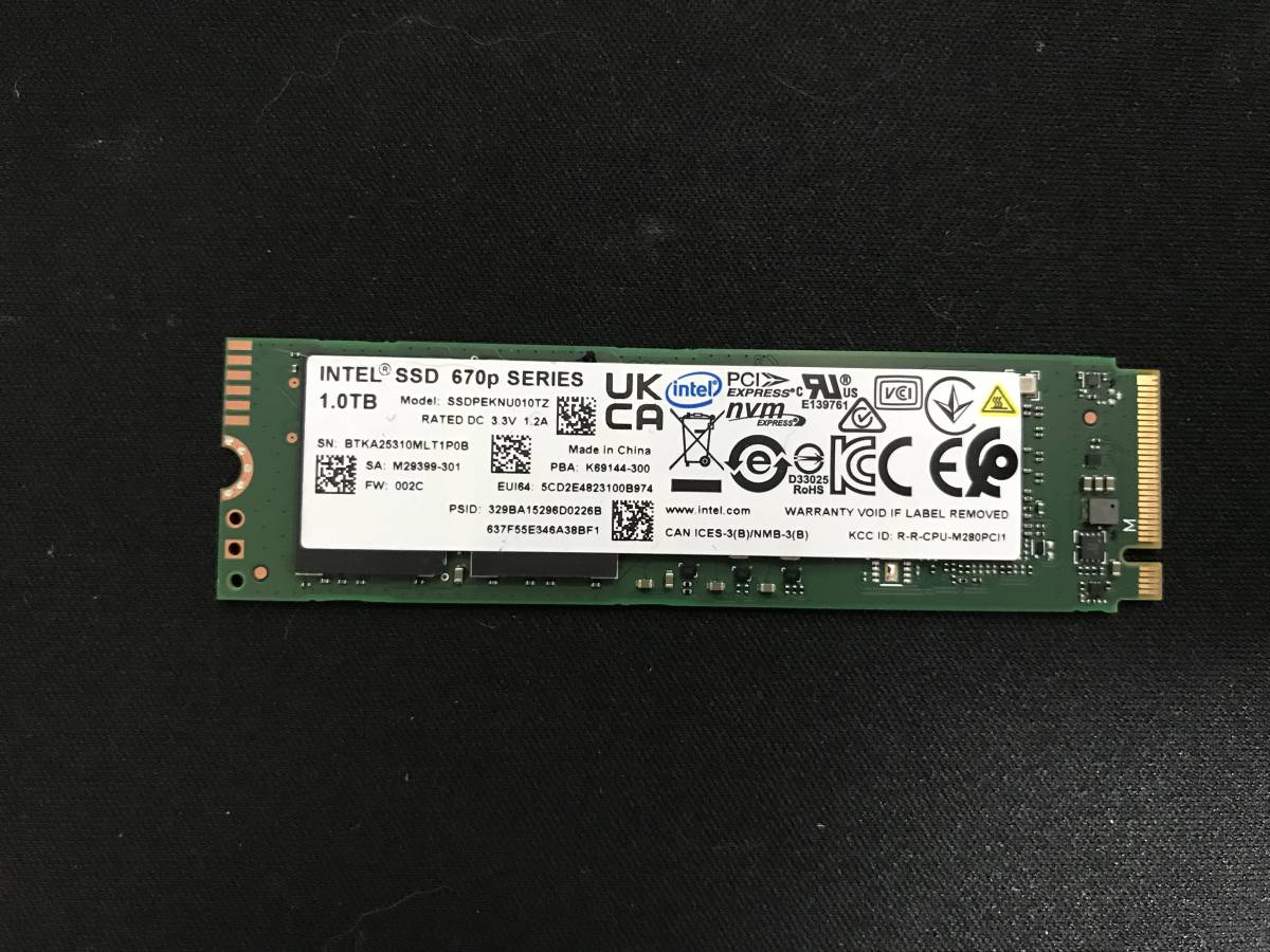 Intel SSD 670p SERIES SSDPEKNU010TZ 1TB NVMe GEN3 使用時間97H_画像1