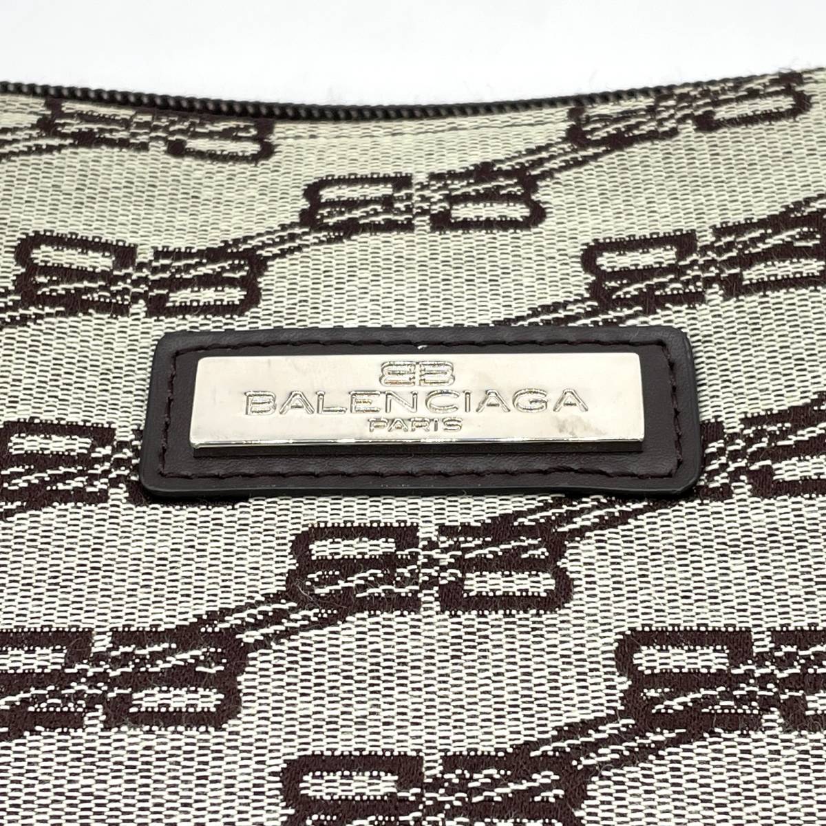 1円 極美品 BALENCIAGA バレンシアガ ライセンス BB柄 キャンバス レザー ハンドバッグ トートバッグ ブラウン_画像6