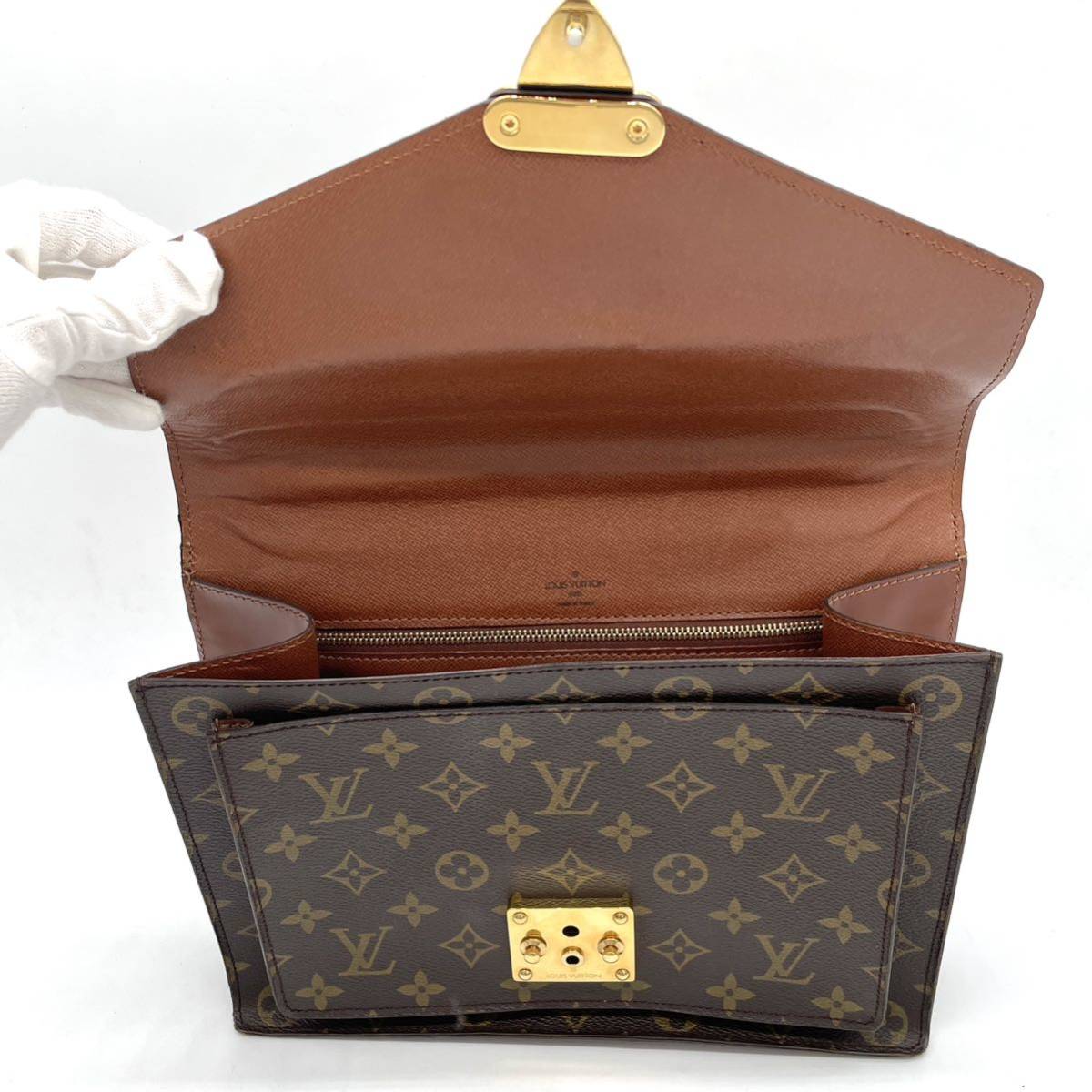 1円 べたなし 美品 LOUIS VUITTON ルイヴィトン モノグラム モンソー 2way ハンドバッグ ショルダー レディース メンズ M51185_画像7