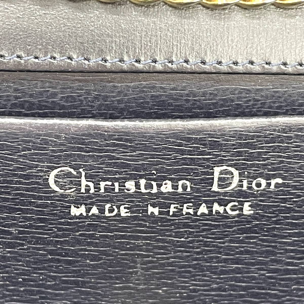 1円 Christian Dior クリスチャンディオール レザー チェーンショルダー ブラック CDロゴ ゴールド金具_画像9
